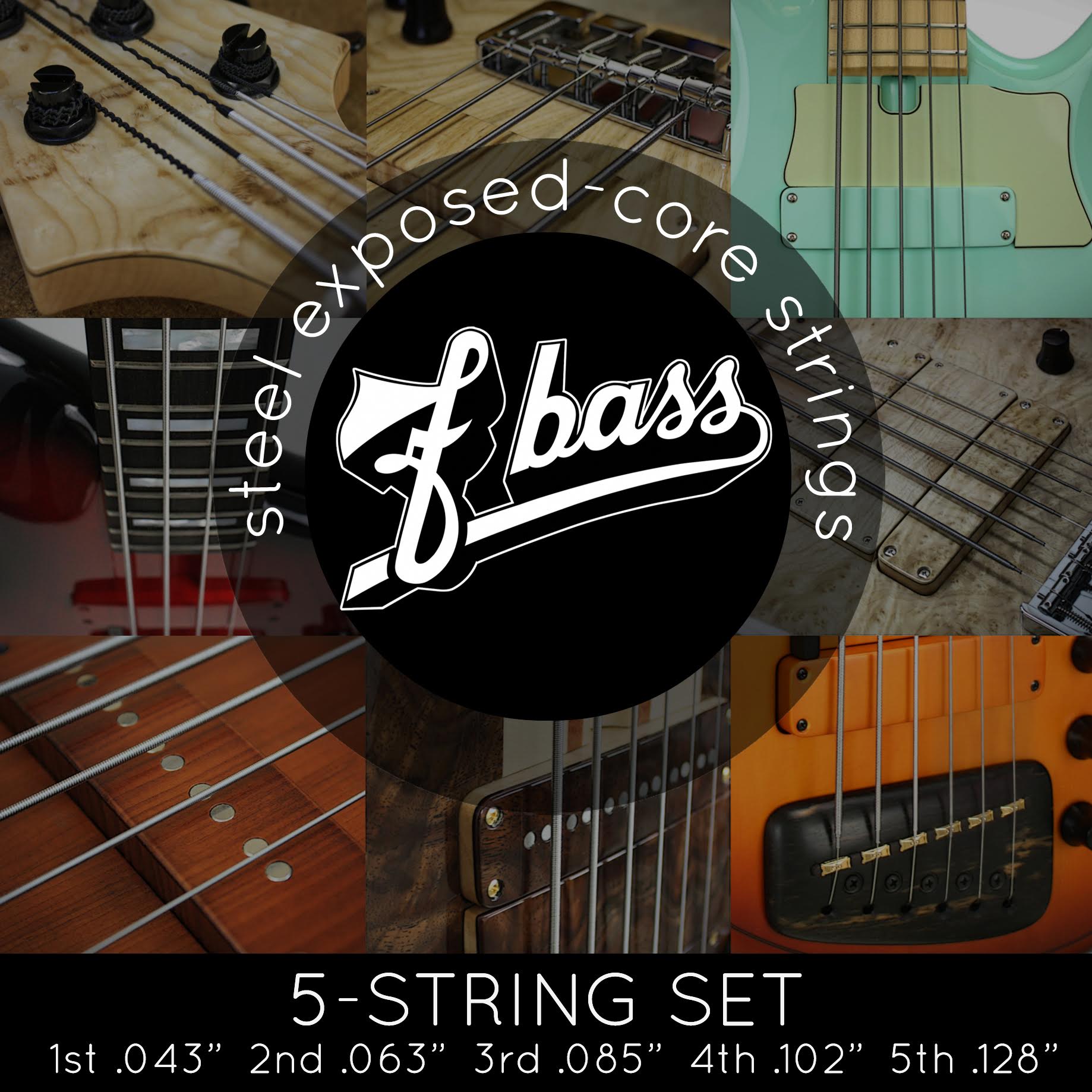 FBass 5-String Sets Exposed Core Bass Strings